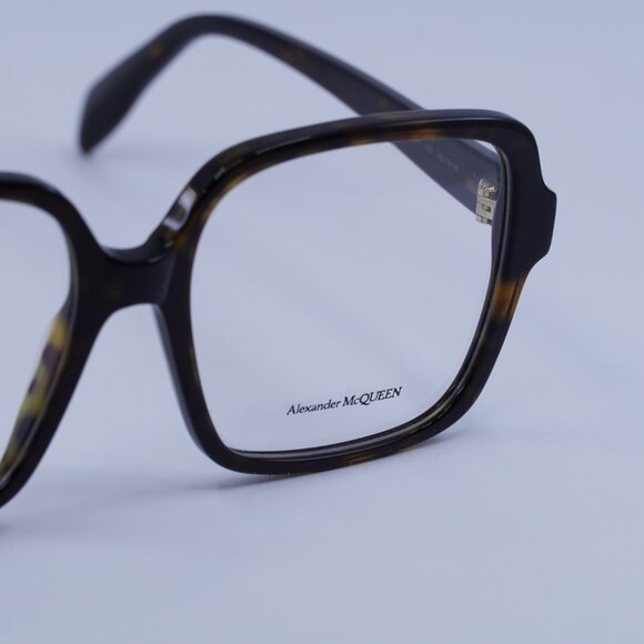 Alexander McQueen AM0286O 002 Eyeglasses Havana 55mm Square Frame - Picture 2 of 10